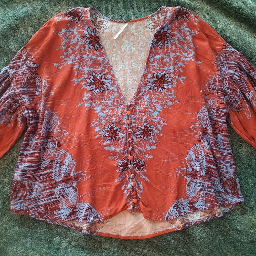Free People "Birds of a Feather" Boho Blouse